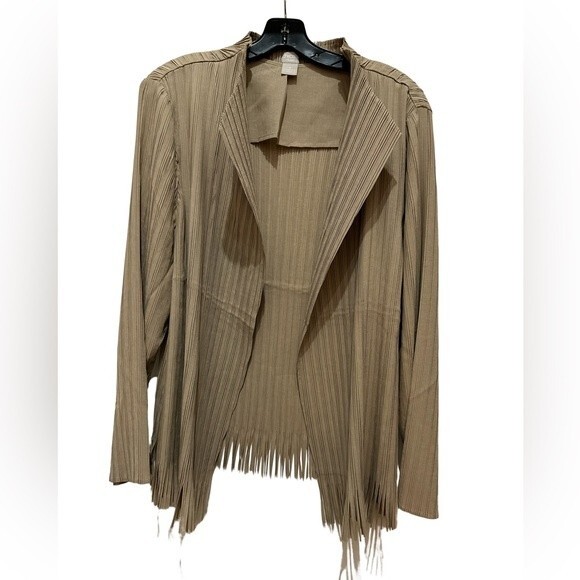 Chico’s Fringe Pleated Jacket Size 4 (20/22) - Picture 1 of 5